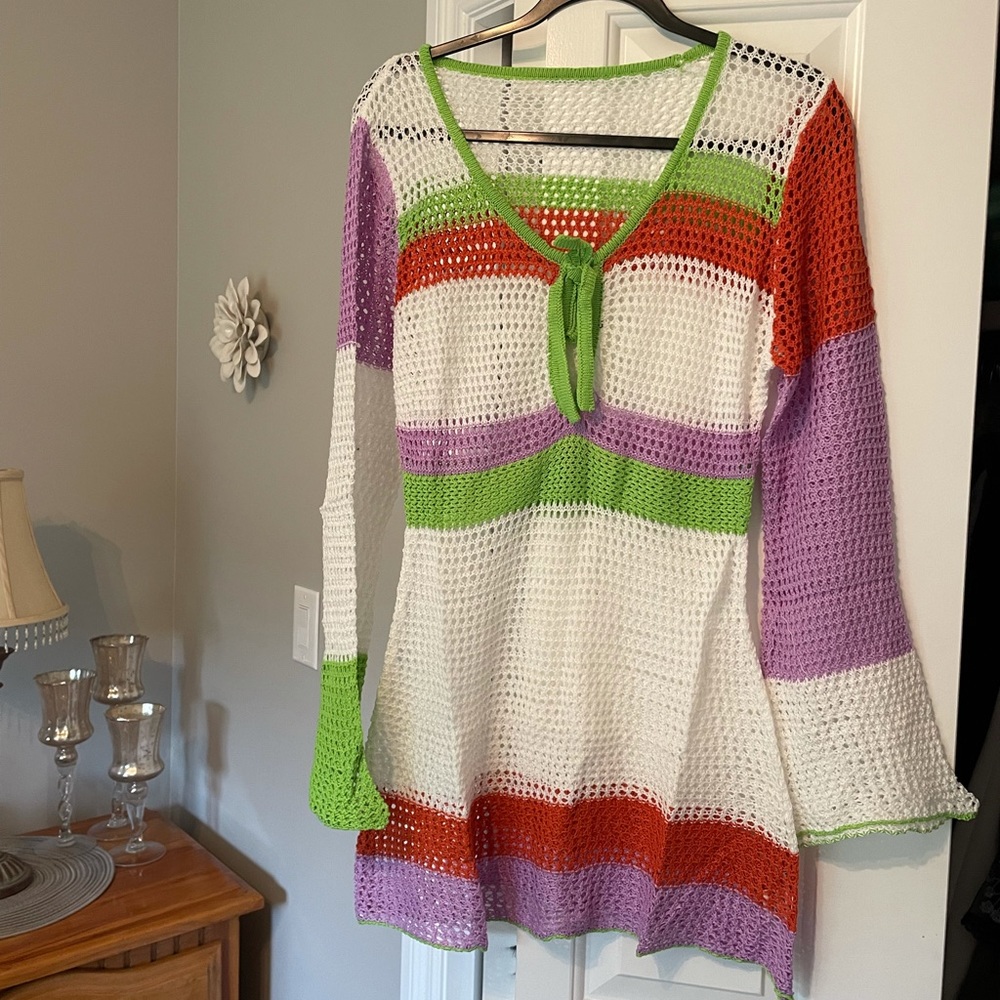 Multi-color knit coverup - one size